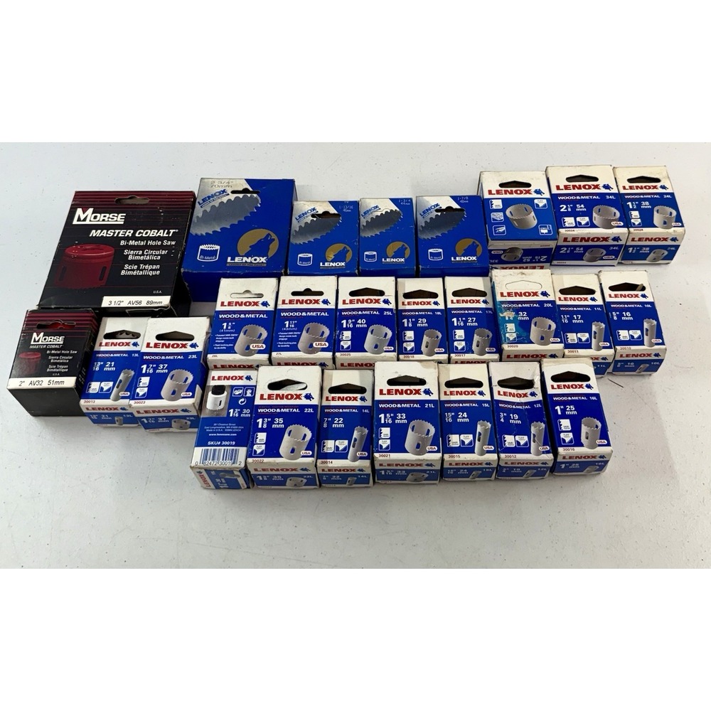 Lenox Hole Saw Bits Wood & Metal Lot Of 26 Unused In Box *BRAND NEW*